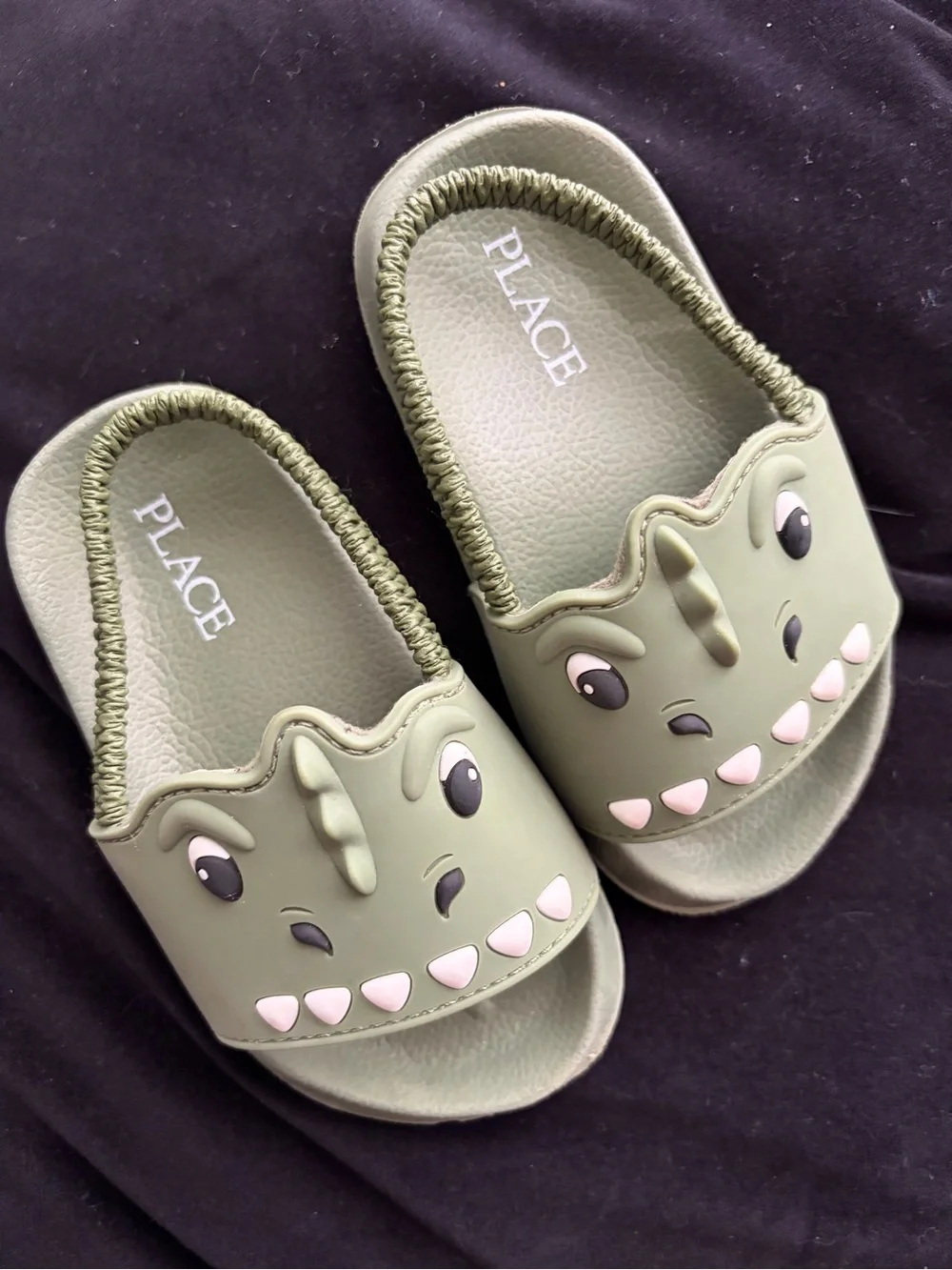 Green Dino Slide Sandals for Kids